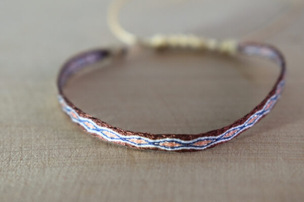 Pulsera Telar Egipcio 48 Hilos Café/Rosado