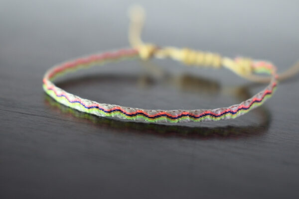 Pulsera Telar Egipcio 48 Hilos Beige/Rosado/Verde