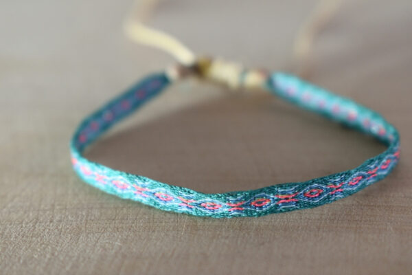 Pulsera Telar Egipcio 48 Hilos Turquesa/rosado