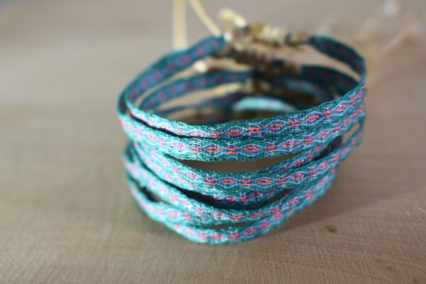 Pulsera Telar Egipcio 48 Hilos Turquesa/rosado - Image 2