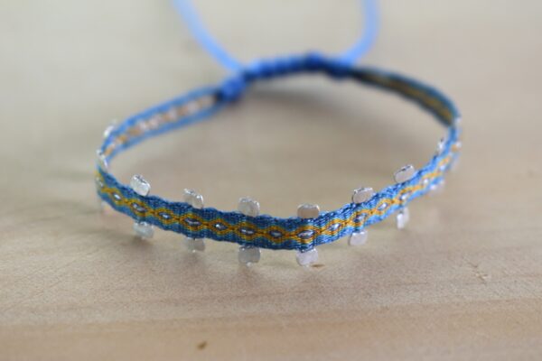 Pulsera Telar Egipcio 48 Hilos Azul Plata Martillada