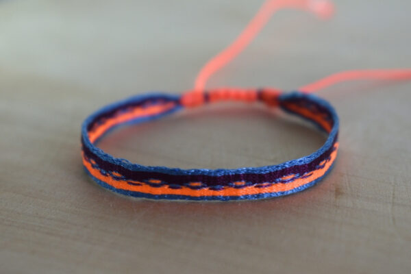 Pulsera Telar Egipcio 96Hilos Azul/Naranja fluorescente