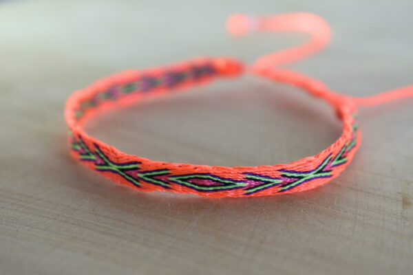Pulsera Telar Egipcio 96Hilos Naranja fluorescente/Verde Lima