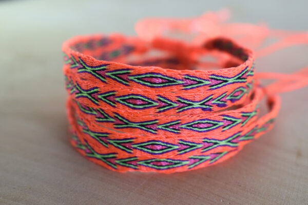 Pulsera Telar Egipcio 96Hilos Naranja fluorescente/Verde Lima - Image 2