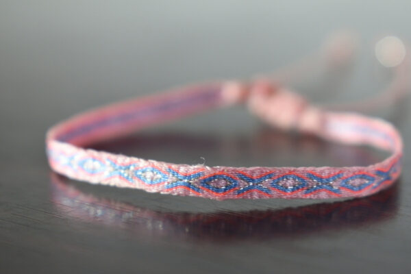 Pulsera Telar Egipcio 48 Hilos Palo Rosa/Azul