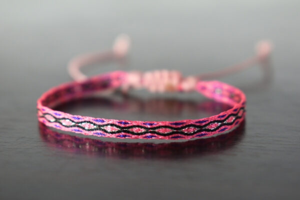Pulsera Telar Egipcio 48 Hilos Rosado/Morado/Negro