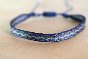 Pulsera Telar Egipcio 96Hilos Azul Petróleo/Miel/Azul Cielo